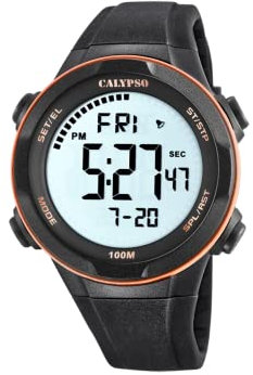 Calypso Analoge Digital Uhr Herrenuhr K5780/6 Quarz - Wasserdicht 10 ATM Datum und Kalender, Chronograph, Dualzeit, Licht, Alarm, 12 und 24 Stunden - Schwarzes Kautschukarmband - Flash Time