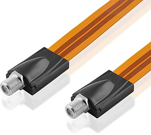 BestPlug 50cm Sat LNB Fensterdurchführung 75Ohm Flachkabel Ultra flach, F-Buchse Kupplung weiblich auf F-Buchse Kupplung weiblich, geeignet für 3D SD HD FullHD UHD 4K, transparent