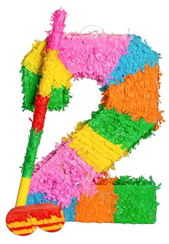 Fax Potato Number 2 Cardboard Pinata, Stick and Blindfold Set - W35cm x D7.5cm x H50cm - Multi