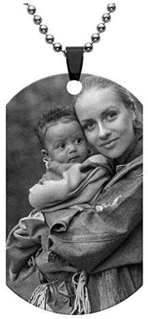 Personalized Master Fotogravur Edelstahl Anhänger Erkennungsmarke Kette Dog Tag ID Tag Gravurplatte (Bild & Text Gravur)