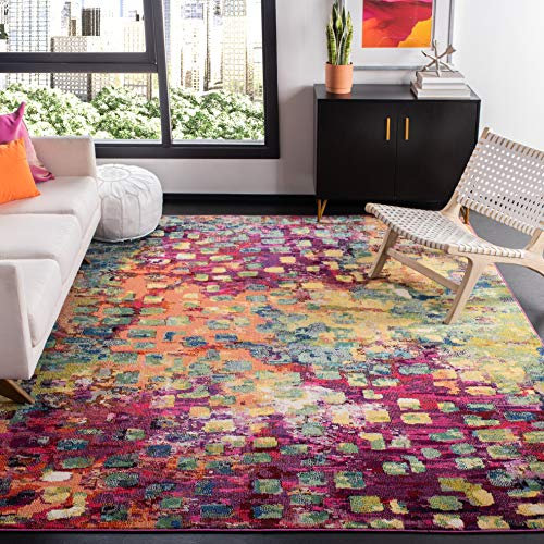 SAFAVIEH Moderner Schick Teppich für Wohnzimmer, Esszimmer, Schlafzimmer - Madison Collection, Kurzer Flor, Fuchsia und Gold, 91 X 152 cm