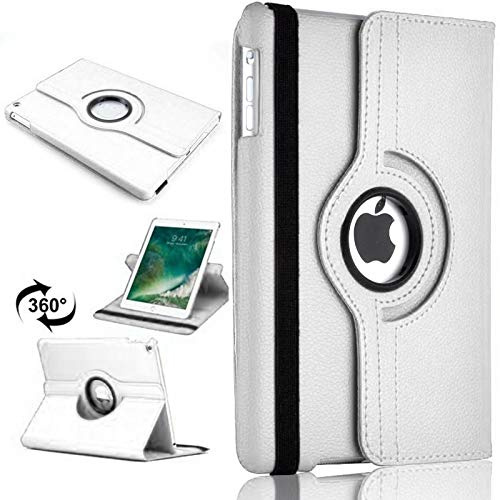 For iPad Mini 4 (2015) & iPad Mini 5 (2019) 360 Leather Rotate Stand Case Folio Cover (White)