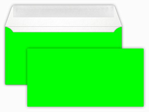 25 / Briefumschläge/Neon Green/Grün/Din lang / 11 x 22 cm/mit Haftstreifen/Grammatur 100 g/m²