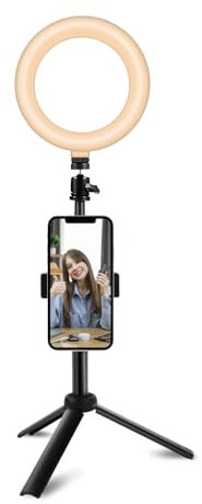 Railee Ringlicht mit Stativ und Handyhalter 6 Zoll Laptop Videokonferenz Licht Tisch LED Ring Light Selfie Ringleuchte Handy Lichtring für Zoom Meeting Streaming Make-up Vlog