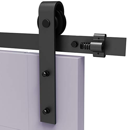 TSMST Porte Coulissante 9.6FT/292cm, Noir, Acier au Carbone, Bois, Métal, Contempo, 155x6.1x3cm, 330lb, Silencieux, Facile à Installer