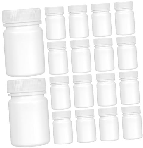 MILISTEN 20Pcs Leere Pillenflasche Tragbare Kunststoffpulver Medizinhalter Tablette Behälter Fall für Apotheke Vitamine Droge 50Ml (Weiß)