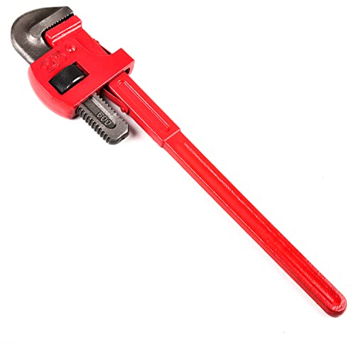 Utoolmart 61 cm lange robuste gerade Rohrzange, Karbonstahl, verstellbarer Rohrschlüssel, Backen-Kapazität, Klempnerzange, Werkzeug zum Klemmen und Drehen, Stahlrohr-Werkzeuge, 1 Stück
