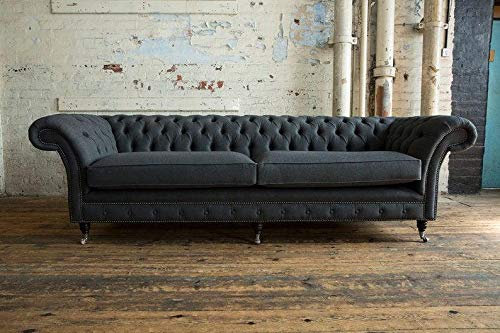 jvmoebel XXL Sofa 4 Sitzer Couch Chesterfield Polster Sitz Garnitur Leder Textil Schwarz