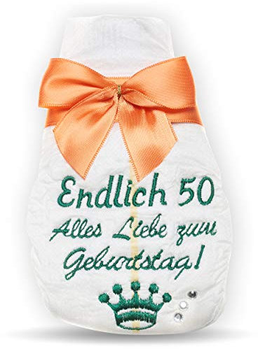 Tanjo Geschenk zum 50. Geburtstag, Tanjo bestickte Windel, orange I lustige Geschenke zum 50. 50. Geburtstag Frauen, 50. Geburtstag Männer
