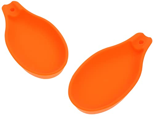Cabilock Silikon Löffelablagen Praktischer Suppenkelle Halter Hitzebeständig und Stapelbar 2 Stück Orange Kochutensilien Zubehör für Küche und Küchenutensilienhalter