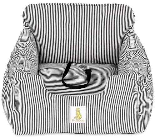 Kosgoo Dog Car Seat for Small Dogs, Fully Removable and Washable, Puppy Booster Seat with Storage Bags and Safety Lead, Non-Slip Base, Dual Use for Car and Home