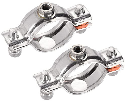 uxcell Wall Ceiling Mount Pipe Supports, 304 Stainless Steel Adjustable Pipe Bracket Clamp for 42-45mm Pipe 2pcs