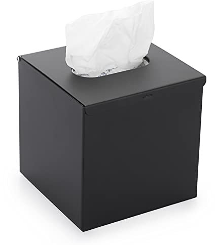Sumnacon Quadratische Taschentuchbox-Abdeckung – Stilvoller Würfel-Edelstahl-Tücherbox-Halter, moderner Metall-Gesichtstuchhalter für Kommode, Tisch, Nachttisch, Badezimmer, Waschtisch, Zuhause, Büro