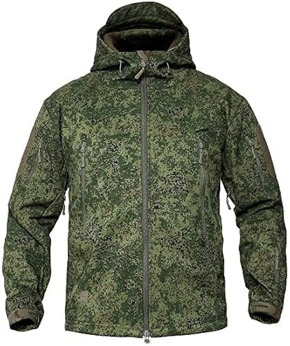 NXDRS Militärische taktische Jacke für Herren, Softshelljacke, Jagdmantel, mit Kapuze, Skijacken, Fleece-Wintermantel (Russian Camo,5XL)