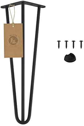 Moria Hairpin Leg 1 Stück | Möbelfüße, Tischbeine von 10 bis 80 cm | für Schrank, Hocker, Nachttisch, Couchtisch | Tischfüße mit Bodenschoner und Schrauben | 43 cm - 3 Streben (Metall, Schwarz)