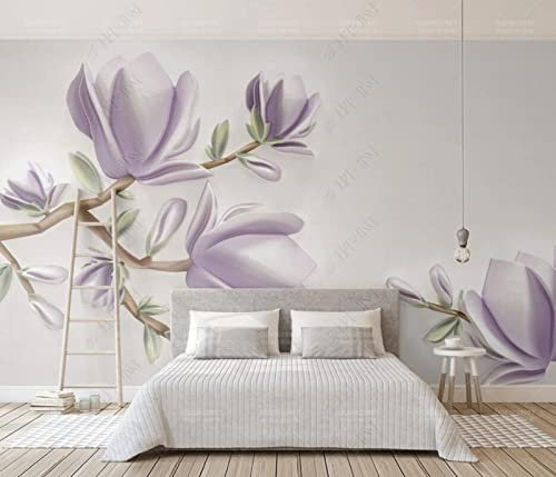Fototapete 3D Tapete Lila Magnolienblüte Foto Tapeten Wand Tapeten Vliestapete Modern Wandbilder Wohnzimmer