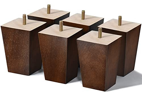 AORYVIC Möbelbeine aus Holz, 10,2 cm, 6 Stück, quadratische Couchbeine, Mitte des Jahrhunderts, moderne Ersatzbeine für Sessel, Liegestuhl, Kommode, Sideboard