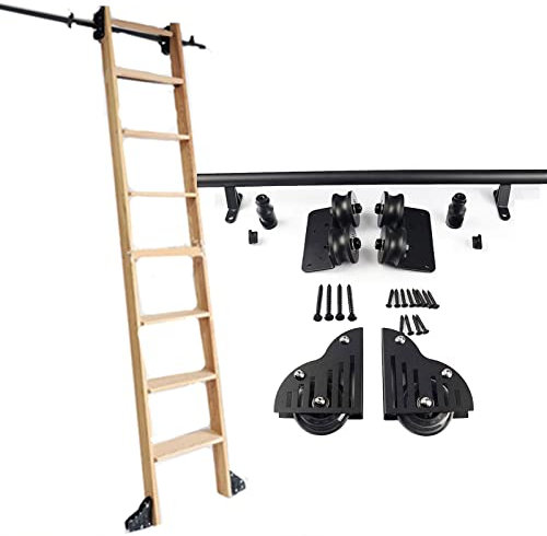 Lanmmraifc Bibliotheksleiter Leiter-Hardware-Kit, 3,3 Fuß bis 20 Fuß Stahlrohr-Röhrchen-Mobilfunkschienen (Keine Leiter), rollende Leiter-Hardware für Home Office