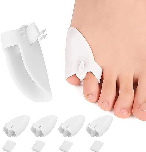 Grasslandy Zehentrenner Silikon Zehenschutz, 8 Stück Zehenspreizer Kleiner Zeh Zehentrenner Schutz Silikon Pinky Toe Separatoren Schutz Zehenkorrektur für Überlappende Zehen Weiß (Abnehmbare Mittlere)