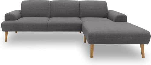DOMO. collection Ecksofa Salinas, Sofa mit Federkern in L-Form, moderne Couch mit Holzfüßen und schwebender Optik, Eckcouch, Polsterecke, 292 x 176 x 83 cm (BxTxH), anthrazit | Longchair rechts mit L-Form, schwebender Optik und klassischem Design, moderne Couch mit Holzfüßen, 292 x 176 x 83 cm (BxTxH)