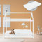 ML-Design Kinderbett 70x140 cm Weiß mit Matratze, Dach und Lattenrost, Hausbett für Mädchen und Jungen, Kinderhaus aus Kiefernholz, Bodenbett Jugendbett, Kinder Bett, Bettenhaus Spielbett Holzbett