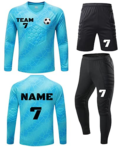 Benutzerdefiniert Torwarttrikot Set Kinder Fußball Torwartset Uniform Beliebiger Name Nummer Team Logo Trikot Personalisiert Fußballtrikot Geschenk