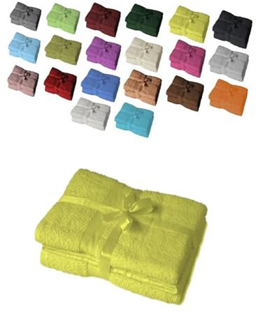 EXKLUSIV HEIMTEXTIL Handtuchserie im Set mit Schleife Marke Badetuch 2er Set 100 x 150 cm Gelb