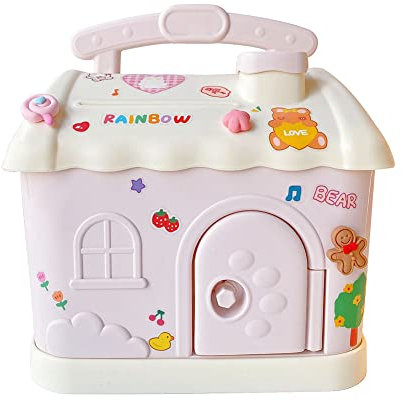 Surakey Spardose Kinder Cartoon Haus Sparbüchse Spardose Dekoration Kreative groß Sparkasse mit Schlüssel,Sparschwein Groß für Jungen und Mädchen Super süßes Geschenke für Geburtstag Weihnachten