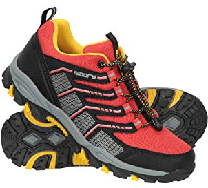 Mountain Warehouse Bolt Kids Active Waterproof Shoes - Rainproof IsoDry Sneakers with Mesh Upper, EVA Cushion, for Boys & Girls - Best for Autumn, Walking & Outdoors Dark Red Kids Shoe Size 13