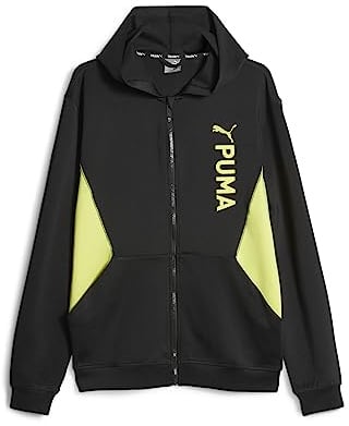 PUMA Herren Fit Double Knit Fz Hoodie Pullover, Schwarz-gelb Burst, S