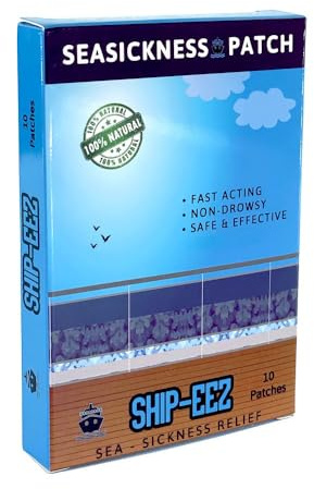 Ship-EEZ Sea Sickness Patches for Cruise & Travel, Non-Drowsy, 10 Count