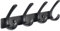BOOKARROW Coat Hook Wall Mounted Matt Black - Heavy Duty Solid Aluminum Wall Coat Rack - Screws Fixed Wall Hanger Hooks for Hat Towel Bag Robes Purses 610B-4