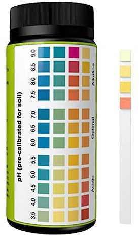 Boden-pH-Testkit – pH-Teststreifen für Gartenarbeit, Blumenerde, Innen- und Außenbereich, Topfgärten – 100 Boden-pH-Teststreifen mit einem pH-optimierten Bereich von 3,5–9,0