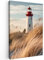 MuchoWow© Bild auf Leinwand 40x60 cm Schlafzimmer Bilder Wand Deko Wohnzimmer Modern Wanddeko Bilderwand Geschenk Maritime - Leuchtturm - Gras - Dünen - Meer - Natur - Maritim
