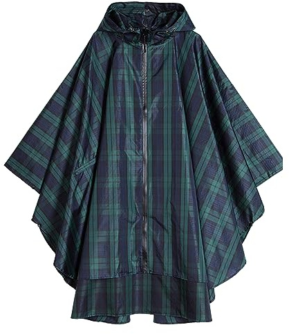Surwin Chubasquero, 1pc Hombre Poncho Impermeable Mujer Chubasqueros Reutilizable Poncho de Lluvia, para Bicicleta Moto Aire Libre Senderismo, Ciclismo y Viajes, Camping (A Cuadros,One Size)