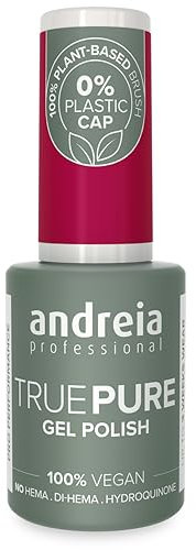 Andreia Professional Hema Free Gel Polish - TRUE PURE 21 Free and 100% Vegan for Sensitive Nails - Semi-Permanent UV LED Soak Off Gel Nail Varnish - Colour T24 Dark Pink 10.5ml
