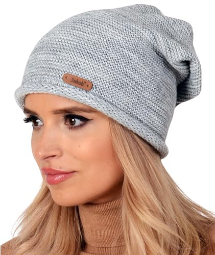 Alur Mütze Damen Beanie Wintermütze Strickmütze - Warme Elastisch Elegant Winter Mütze EKO - Weiches Garn Stilvoll Universell Warm (Grau)