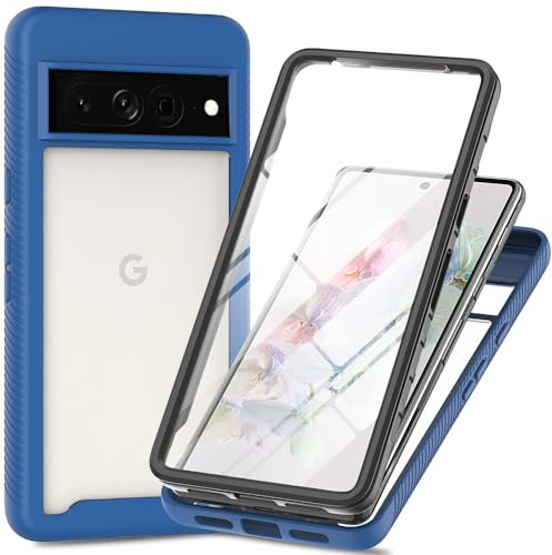 XINNI Coque pour Google Pixel 8 Pro Antichoc Housse avec Protège écran, 360 Degrés Full Body Etui Solide Double Face Bumper Portable Transparent Housse