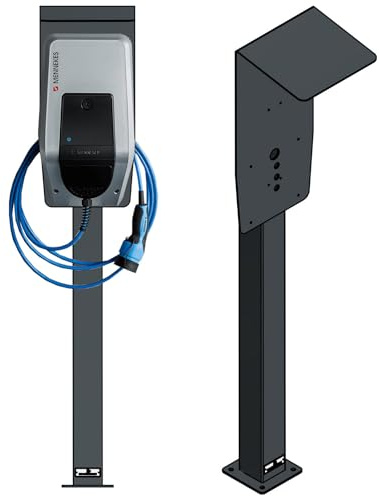 Colonne de chargement - Pied de chargement - Pied - Base pour Mennekes Amtron Charge Wallbox - En acier inoxydable - Avec toit et crochet de câble - Revêtement par pulvérisation - Anthracite -