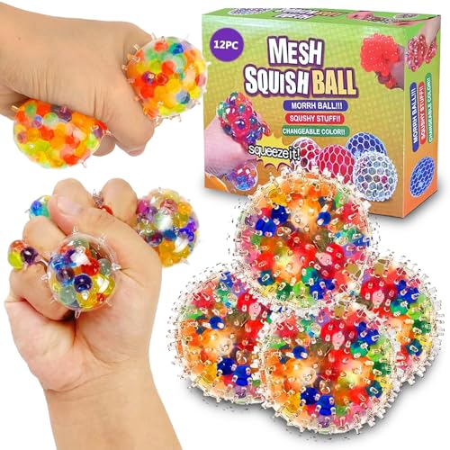 Anti-Stressball Set 12Pcs,Anti Stress BäLle Kinder Bunte,Stress Reliever Balls Fidget Toys,Squishy Balls Mit Wasser Perle,Dekompression Spielzeug FüR Kinder Erwachsene Geburtstag Geschenke Autismus