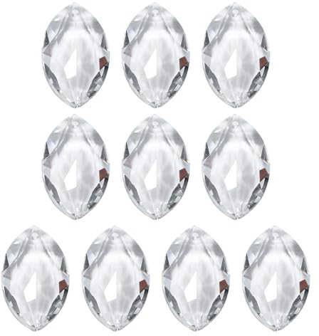 PATIKIL K9 Kristall Anhänger ovale Perlen, 10er Pack 38mm Kronleuchter Prismen Teile Hängende Perlen DIY Lampe für Kunsthandwerk Dekoration, Klar
