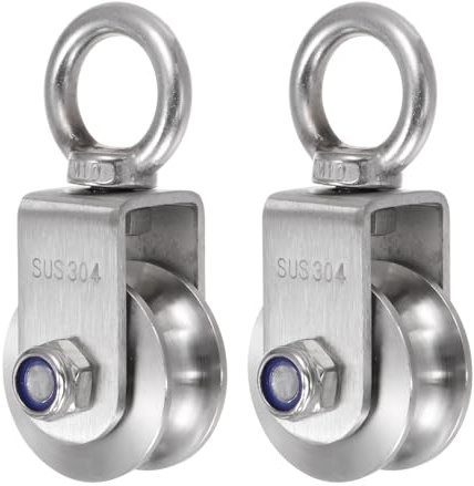 QUARKZMAN 2 Stück Umlenkrolle aus 304 Edelstahl, M48 U-Typ Doppelrollen Seilrolle Kabelrolle für Umlenkrollensystem, Fitnessstudio Belastbarkeit 400 kg
