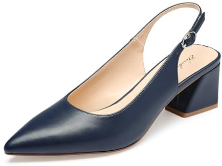 GENSHUO Damen Slingback Pumps mit geschlossener Zehenpartie und klobigem Absatz 6 Zentimeter Büro Hochzeit Party Kleiderschuhe