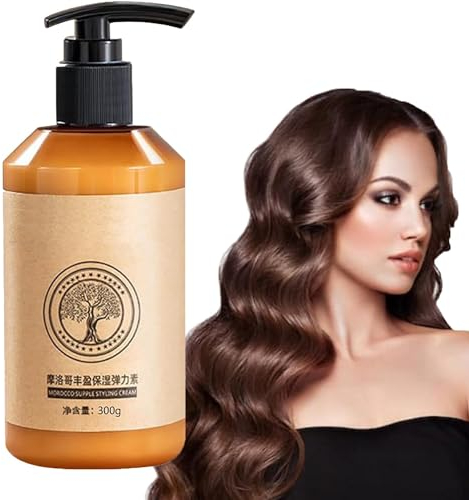 Langanhaltendes Styling Marokkanisches Volumen,Marokkanische Öl Curl Definitionscreme,feuchtigkeitsspendende Elastizität Long-lasting Styling für trockene, Beschädigte Haarpflege 300 Gramm (1 Stück)