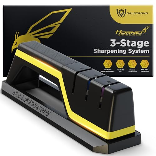 DALSTRONG Knife Sharpener | 180/400/600 Grit - Water-Refillable Reservoir - Adjustable Angle - For Chef & Serrated Knives