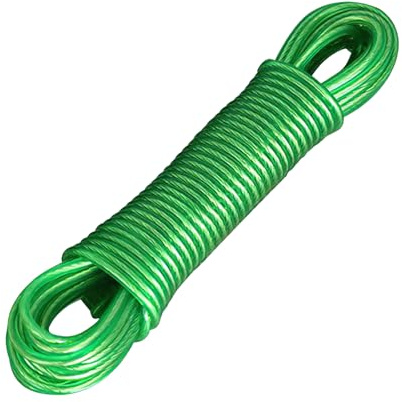 Cuerda para tender con núcleo de acero de 4 mm, extra fuerte, resistente a la oxidación, muy resistente, con una capacidad de carga de 120 kg para uso en exteriores, adecuada para jardín, verde