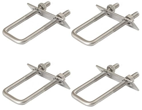 HAPPOW Lot de 4 étriers en U avec filetage, vis en U M8 60 x 120 mm, vis à étrier en acier inoxydable 304, étrier en U avec écrous et plaque de cadre, pour remorquage, voitures et navires, réparation