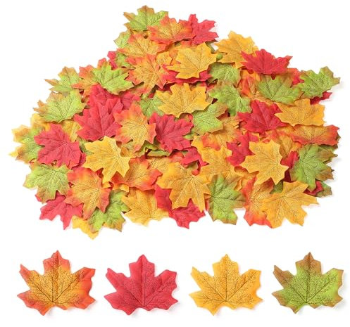 XIANNVXI 4 Colours Autumn Leaves Fake Autumn Leaves Artificial Fall Leaves Autumn Leaf for Autumn Decorations Autumn Decor Fall Decor Maple Leaves 200 PCS