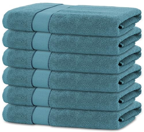 BANANALU 6 Handtücher Set 50x100cm 100% Baumwolle Gästehandtücher Handtuch Saxony Blue