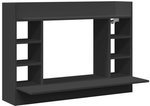 vidaXL Wand Schreibtisch, Wandtisch mit Stauraum, Wandschreibtisch für Büro, Computertisch Bürotisch Wandregal, Modern, Schwarz Holzwerkstoff